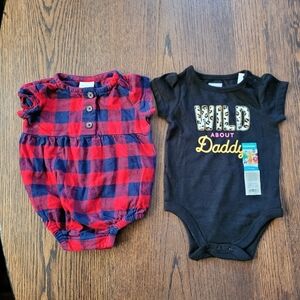 Bundle of 2 Bodysuit Tops Size Infant Girl's 3-6 Months One is NEW with Tags